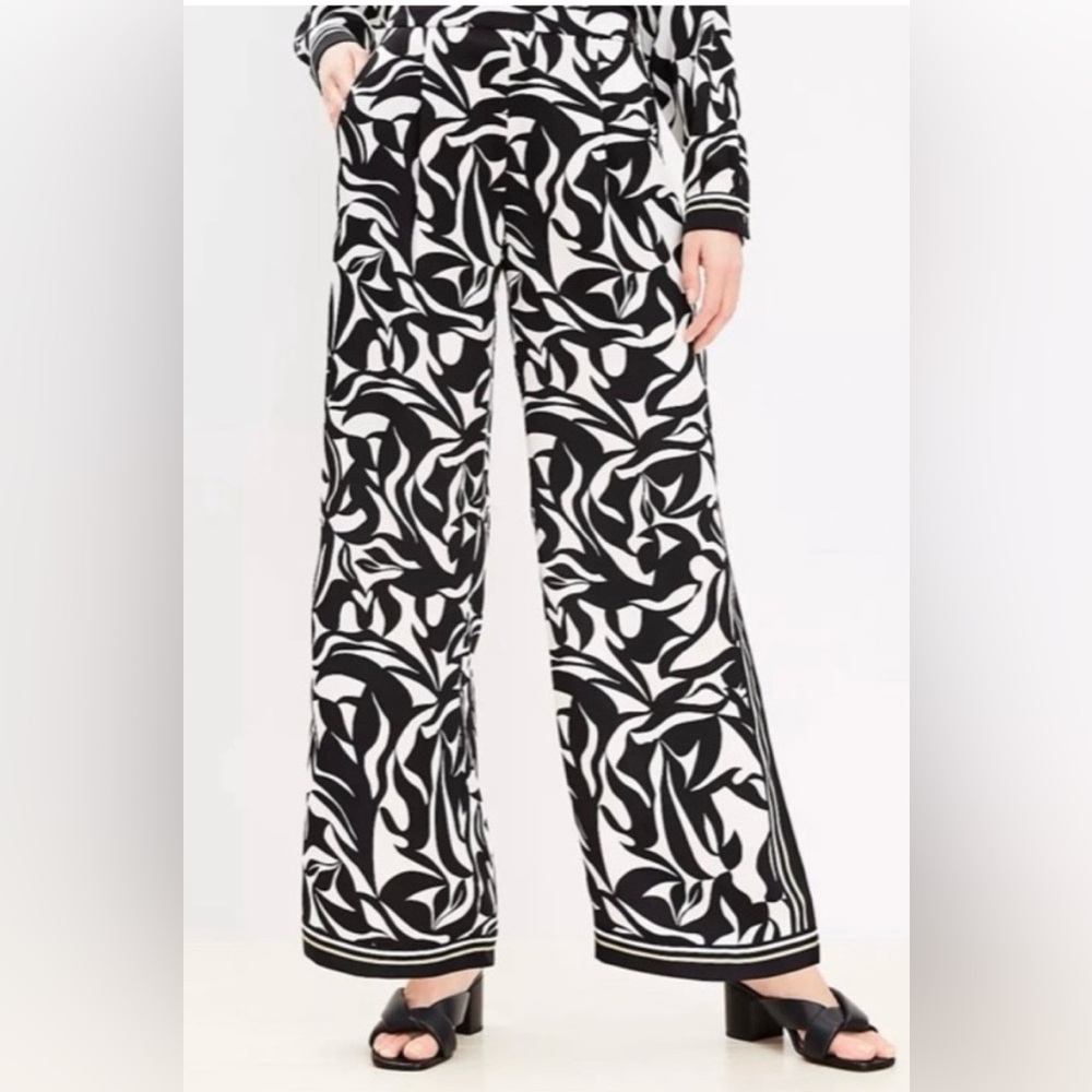 LOFT Wide Legged Pants in Black and Cream